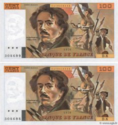 100 Francs DELACROIX modifié Consécutifs FRANCIA  1978 F.69.01e