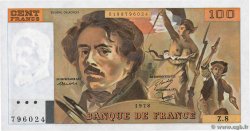 100 Francs DELACROIX modifié FRANCE  1978 F.69.01f AU-