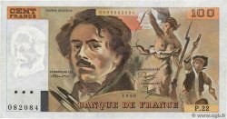 100 Francs DELACROIX modifié Fauté FRANKREICH  1980 F.69.04a fVZ