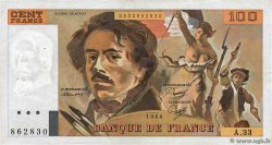 100 Francs DELACROIX modifié FRANKREICH  1980 F.69.04a fVZ