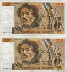 100 Francs DELACROIX modifié Lot FRANCE  1980 F.69.04b F