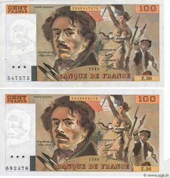 100 Francs DELACROIX modifié Fauté FRANCIA  1980 F.69.04b EBC