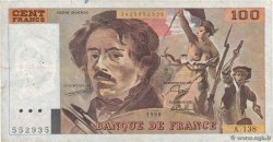 100 Francs DELACROIX imprimé en continu FRANCIA  1990 F.69bis.01a MB