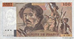 100 Francs DELACROIX imprimé en continu Fauté FRANCIA  1990 F.69bis.01a