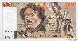 100 Francs DELACROIX modifié FRANCE  1989 F.69.13b UNC-