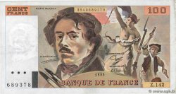 100 Francs DELACROIX modifié FRANCE  1989 F.69.13b VF+