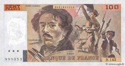 100 Francs DELACROIX imprimé en continu FRANKREICH  1990 F.69bis.01bB