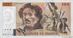100 Francs DELACROIX imprimé en continu FRANCE  1990 F.69bis.01bC XF-