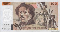 100 Francs DELACROIX imprimé en continu FRANCIA  1990 F.69bis.01bD