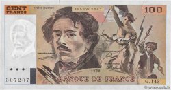 100 Francs DELACROIX imprimé en continu FRANCE  1990 F.69bis.01bG pr.SUP