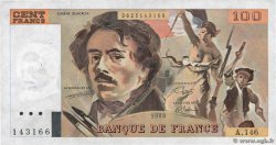 100 Francs DELACROIX modifié FRANCE  1989 F.69.13c VF+