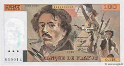 100 Francs DELACROIX modifié Fauté FRANKREICH  1989 F.69.13c