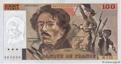 100 Francs DELACROIX imprimé en continu Fauté FRANCIA  1990 F.69bis.02a