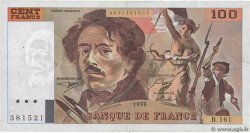 100 Francs DELACROIX imprimé en continu Fauté FRANCIA  1990 F.69bis.02b BB