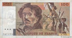 100 Francs DELACROIX imprimé en continu Fauté FRANCIA  1990 F.69bis.02b MBC