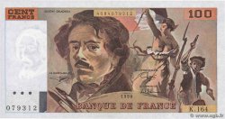100 Francs DELACROIX imprimé en continu Fauté FRANCE  1990 F.69bis.02b UNC