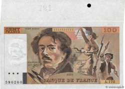 100 Francs DELACROIX imprimé en continu Fauté FRANCE  1991 F.69bis.03a1 UNC-