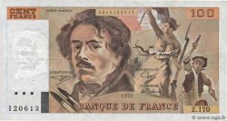 100 Francs DELACROIX imprimé en continu FRANCE  1991 F.69bis.03a1a VF