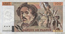 100 Francs DELACROIX imprimé en continu FRANCE  1991 F.69bis.03a2 VF