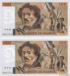 100 Francs DELACROIX imprimé en continu FRANCE  1991 F.69bis.03a2 UNC