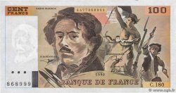 100 Francs DELACROIX imprimé en continu FRANCIA  1990 F.69bis.02d q.SPL