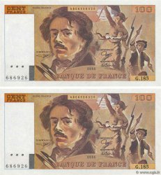 100 Francs DELACROIX imprimé en continu Faux FRANCE  1991 F.69bis.03b2x AU