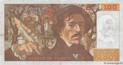100 Francs DELACROIX imprimé en continu Fauté FRANCE  1991 F.69bis.03b2 VF