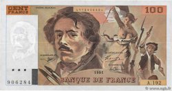 100 Francs DELACROIX imprimé en continu FRANCE  1991 F.69bis.04a VF