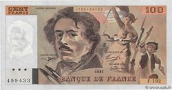 100 Francs DELACROIX imprimé en continu Fauté FRANCIA  1991 F.69bis.04a SPL