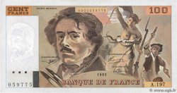 100 Francs DELACROIX imprimé en continu FRANCE  1991 F.69bis.04a XF
