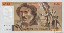 100 Francs DELACROIX  UNIFACE FRANCE  1991 F.69bisU.04 XF+