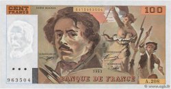 100 Francs DELACROIX  UNIFACE FRANCIA  1993 F.69bisU.05 SC
