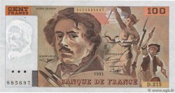 100 Francs DELACROIX imprimé en continu FRANCE  1993 F.69bis.06a215 VF+