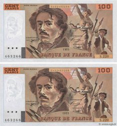 100 Francs DELACROIX imprimé en continu Lot FRANCE  1993 F.69bis.07 UNC-