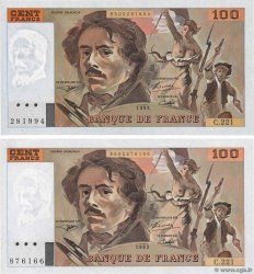 100 Francs DELACROIX imprimé en continu Lot FRANCE  1993 F.69bis.07 UNC