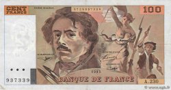 100 Francs DELACROIX imprimé en continu FRANCE  1993 F.69bis.08 VF+