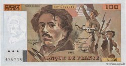 100 Francs DELACROIX imprimé en continu FRANCE  1993 F.69bis.08 XF+
