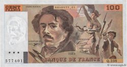 100 Francs DELACROIX imprimé en continu Fauté FRANCE  1993 F.69bis.08 XF-