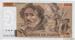 100 Francs DELACROIX imprimé en continu Fauté FRANCE  1993 F.69bis.08 XF