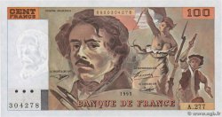 100 Francs DELACROIX 442-1 & 442-2 Fauté FRANCE  1995 F.69ter.02b UNC