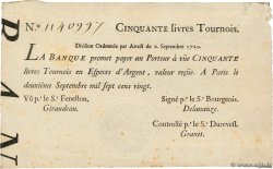 50 Livres Tournois typographié FRANKREICH  1720 Dor.24
