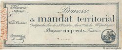 500 Francs sans série Vérificateur FRANCIA  1796 Ass.62v