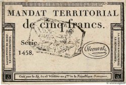 5 Francs Monval cachet noir FRANCIA  1796 Ass.63b BB
