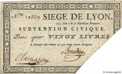 20 Livres FRANCE regionalismo e varie Lyon 1793 Kol.135b