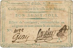 6 Sols FRANCE Regionalismus und verschiedenen Saint-Maixent 1792 Kc.79.068