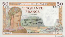 50 Francs CÉRÈS FRANCIA  1937 F.17.33 SPL+