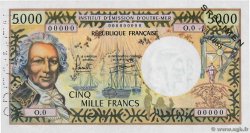 5000 Francs Spécimen TAHITI Papeete 1977 P.28bs.var SC+