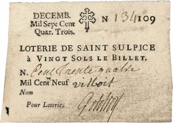 20 Sols FRANCE regionalism and miscellaneous  1743 Doc.