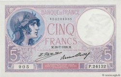 5 Francs FEMME CASQUÉE FRANCE  1926 F.03.10 pr.NEUF