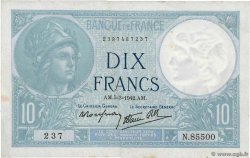 10 Francs MINERVE modifié FRANCE  1942 F.07.31 TTB